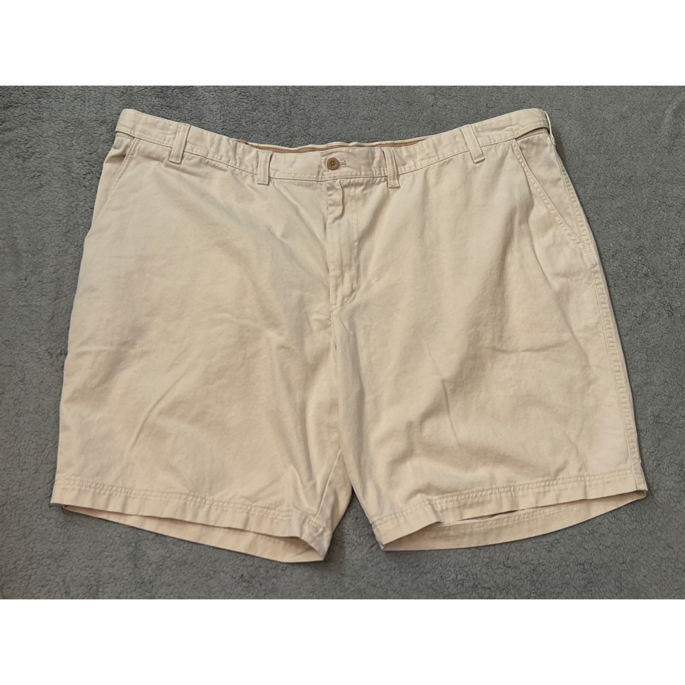 IZOD Saltwater Mens Khaki Tan Chino Shorts Size 52 Cotton Twill Classic Fit